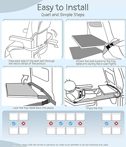 Miniatura 9 de Cama de avión para niños, cama de viaje para niños, extensor de asiento de avión para niños, cubierta de bandeja de avión con soporte integrado,
