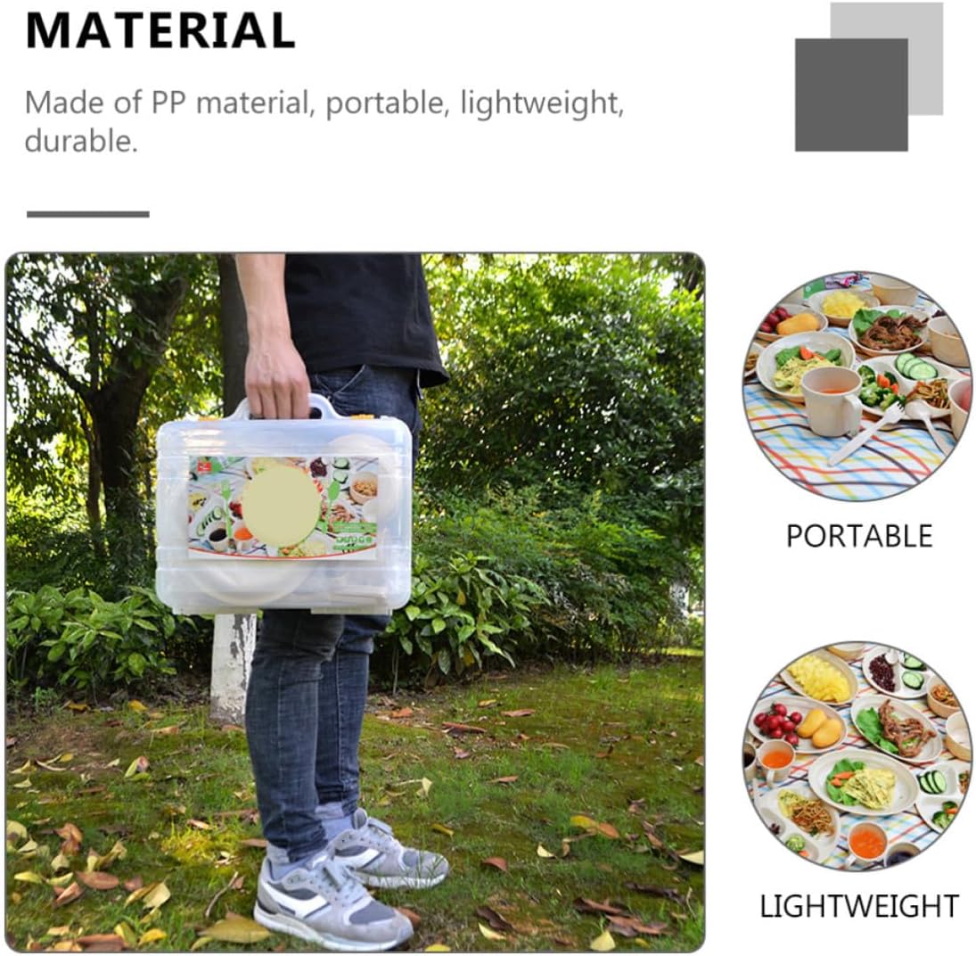 24pcs Portable Plastic Camping Tableware Set with Reusable Plates Bowls and Cutlery, Lightweight and Easy to Use Food Dish for Outdoor Picnic and Park