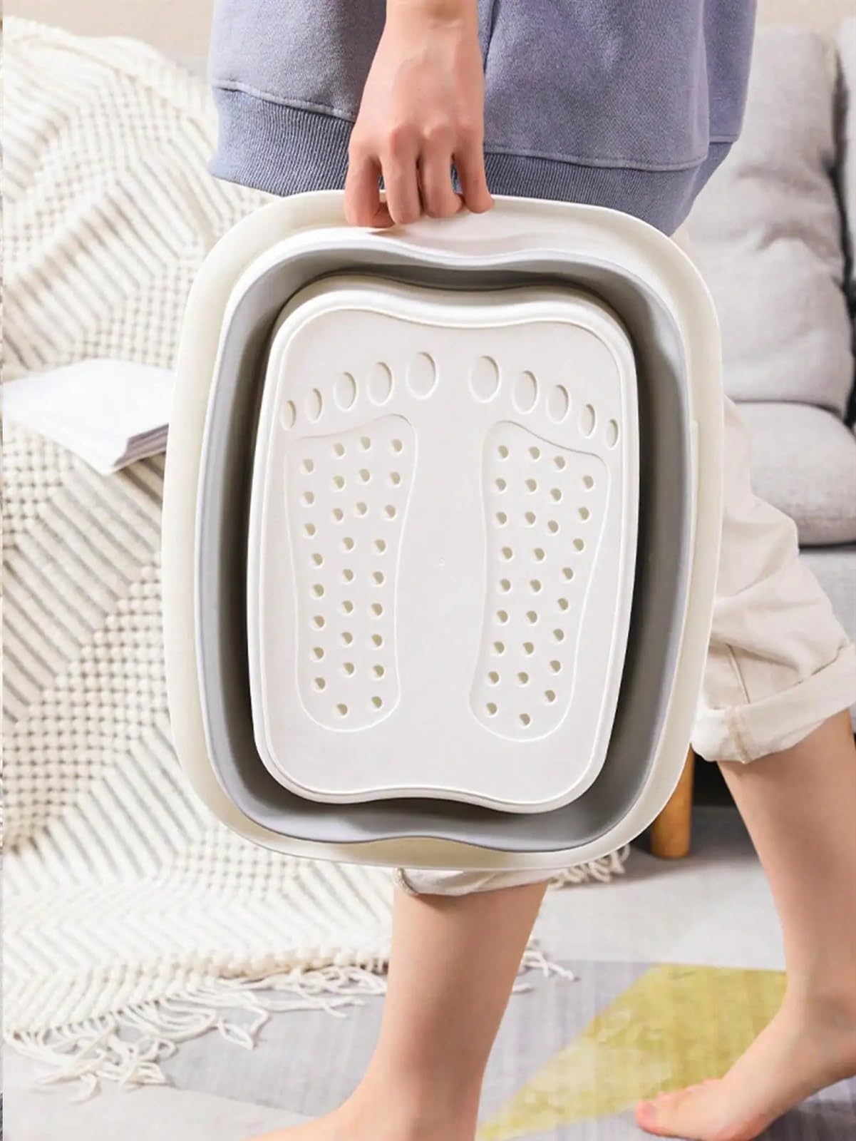 Cubo Plegable Para Remojo De Pies Bañera plegable for pies, Cubo for baño de , for en casa, dormitorio for estudiantes, masaje saludable, grueso portátil plástico, 2 uds
