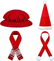 Vista 11 de Paquete de 4 unidades de ropa de muñeca de Navidad, mini muñeco de nieve, bufanda, sombrero de punto de Papá Noel, bufanda de árbol de Navidad