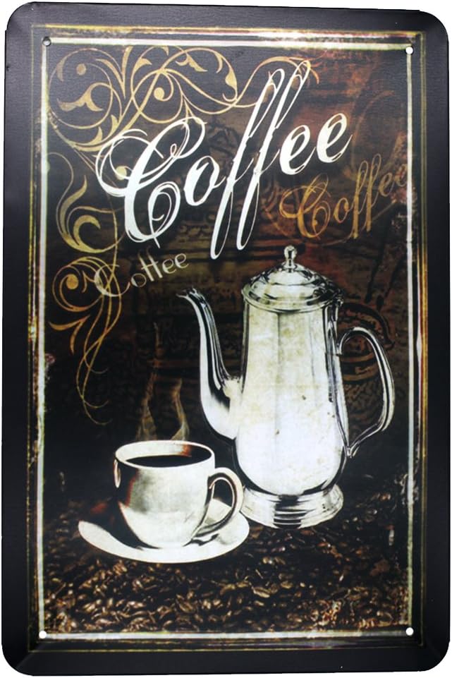 Vintage Coffee, Metal Tin Sign, Vintage Antique Plaque Poster Kitchen Home