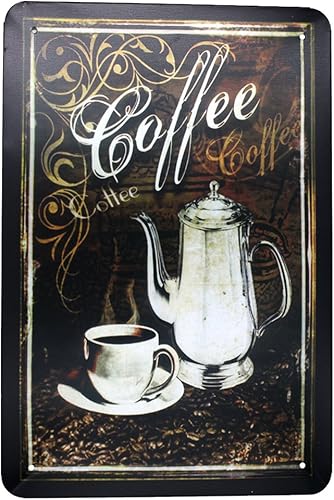 ARTCLUB Cartel de metal de café vintage, placa antigua vintage para cocina, hogar, cafetería, decoración de pared