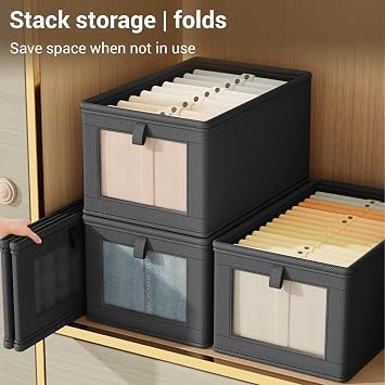 large shelf storage baskets | Fabric closet organizers and storage boxes with handles, fabric storage boxes, storage containers for organization (1 piece gray)