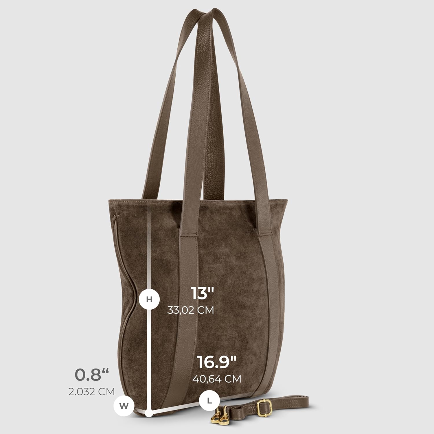 Italian Genuine Suede Leather Tote for Women with Secure Zipper & Adjustable Strap | Large City Shoulder Carryall - Image 3