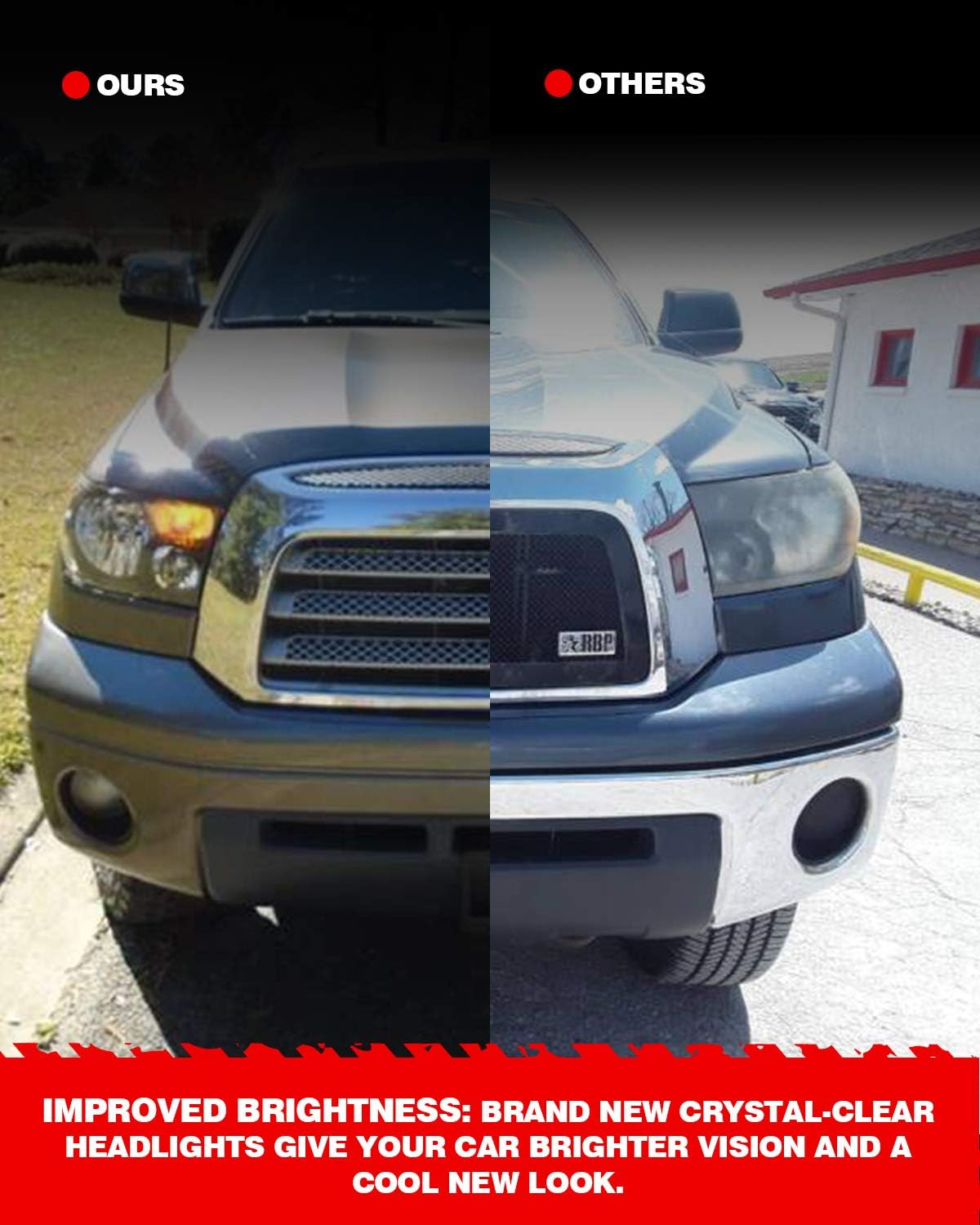 Torchbeam Replacement Headlight Assembly Compatible with 2007-2013 Tundra, OE Headlamp Replacement for 2008-2017 Sequoia, Black Housing Amber Reflector Driver and Passenger Side