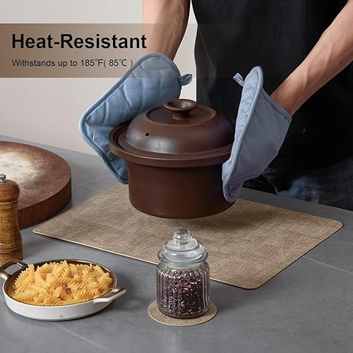 Miniatura 2 de Punkspace Juego de 8 manteles individuales y posavasos de piel sintética, impermeables, resistentes al calor, para mesa de comedor, fáciles de