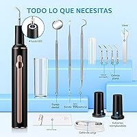 Vista 6 de Kit de limpieza de dientes, removedor de placa para dientes, herramienta portátil para quitar placa dental con LED, blasador de placa para dientes