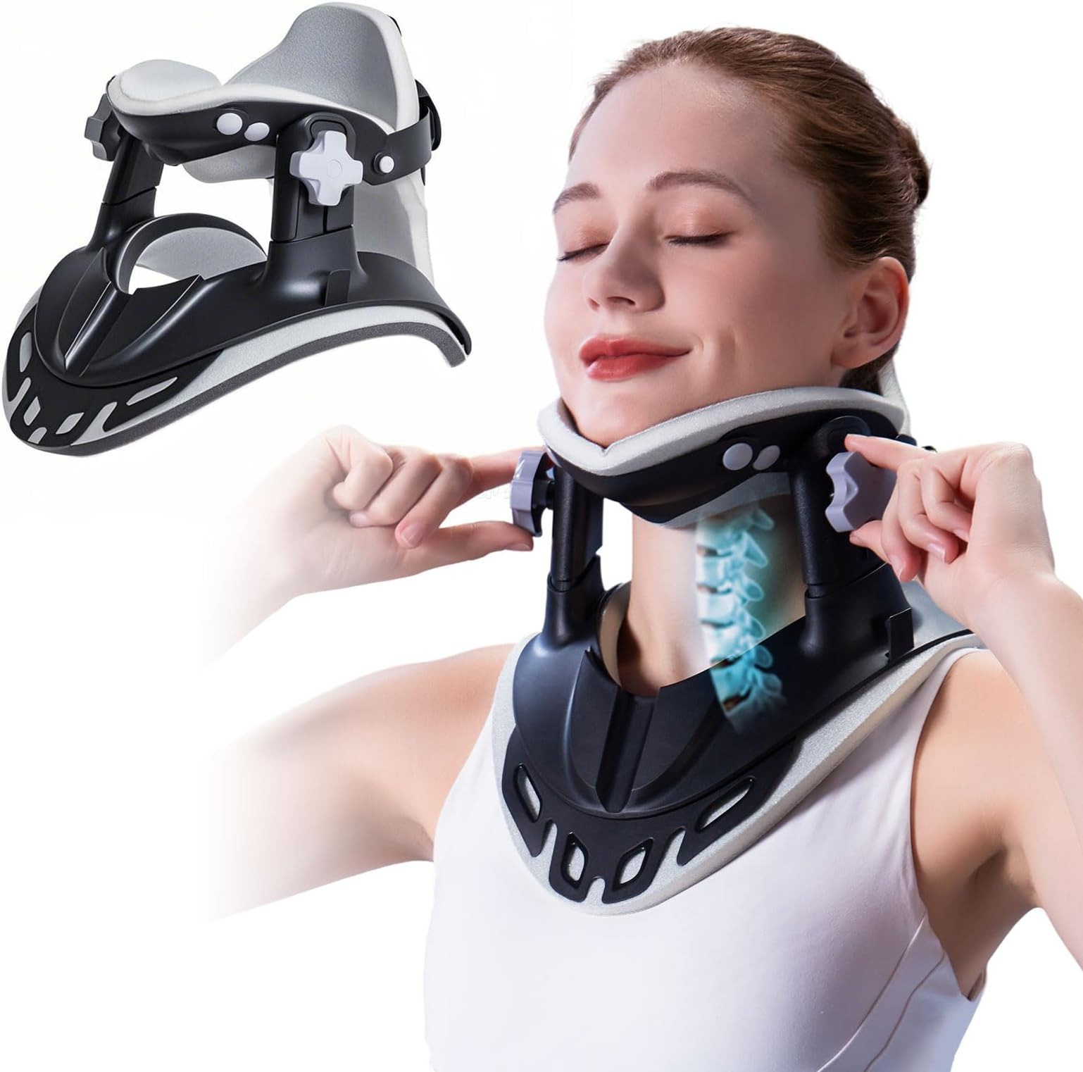 ALPHAY Neck Stretcher Cervical Traction,Neck Braces for Neck Pain and Support,Adjustable Cervical Traction Devices for Home Use,Neck Decompression Device and Revive Cervical Spine