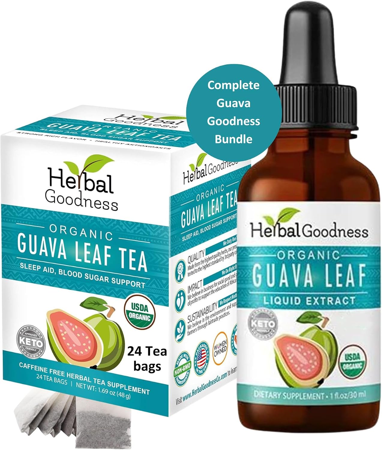 Guava Leaf Tea & Extract Bundle – Natural Digestive Support, Immune Boost & Relaxation – Caffeine-Free Tea & Vitamin-Rich Extract