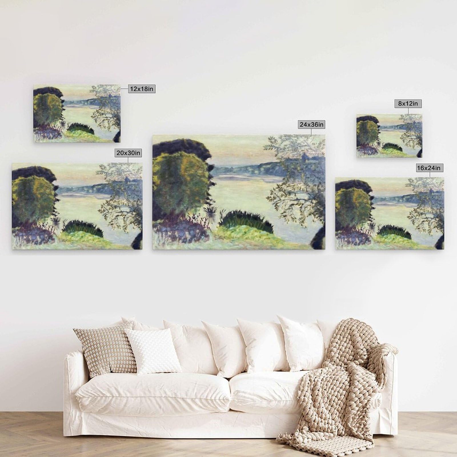 The Seine at Vernon Painting by Pierre Bonnard Póster Moderno, Cuadro Decorativo, Cuadro en Lienzo, Cuadro para Salón, Dormitorio, Moderno Mural para Habitación Familiar, Impresiones de 60 x 91 cm (60