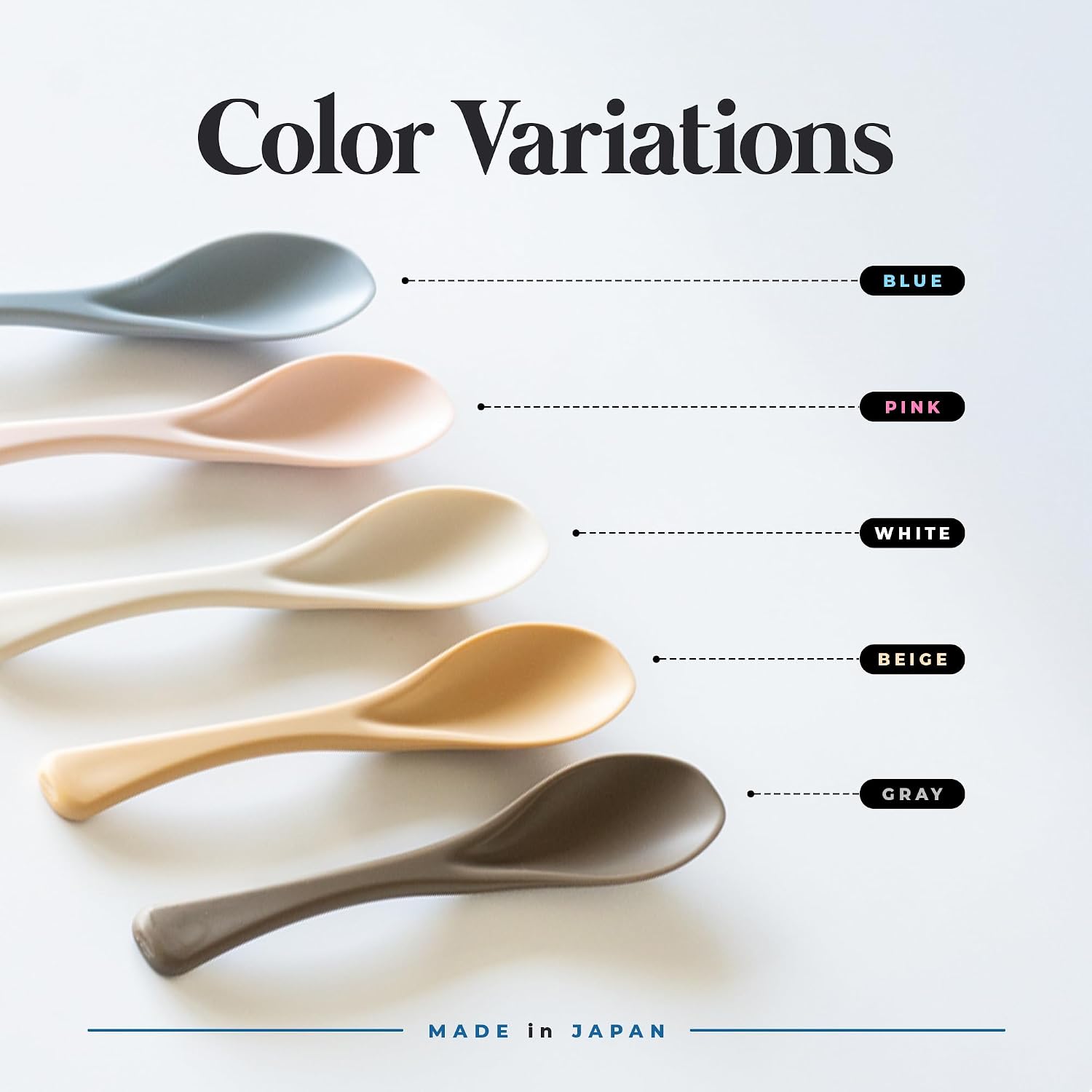 Himawaridou Colorful Lunch Spoons, 7.56 inch, Durable, Reusable and Non-Slip, Made in Japan, Set of 5