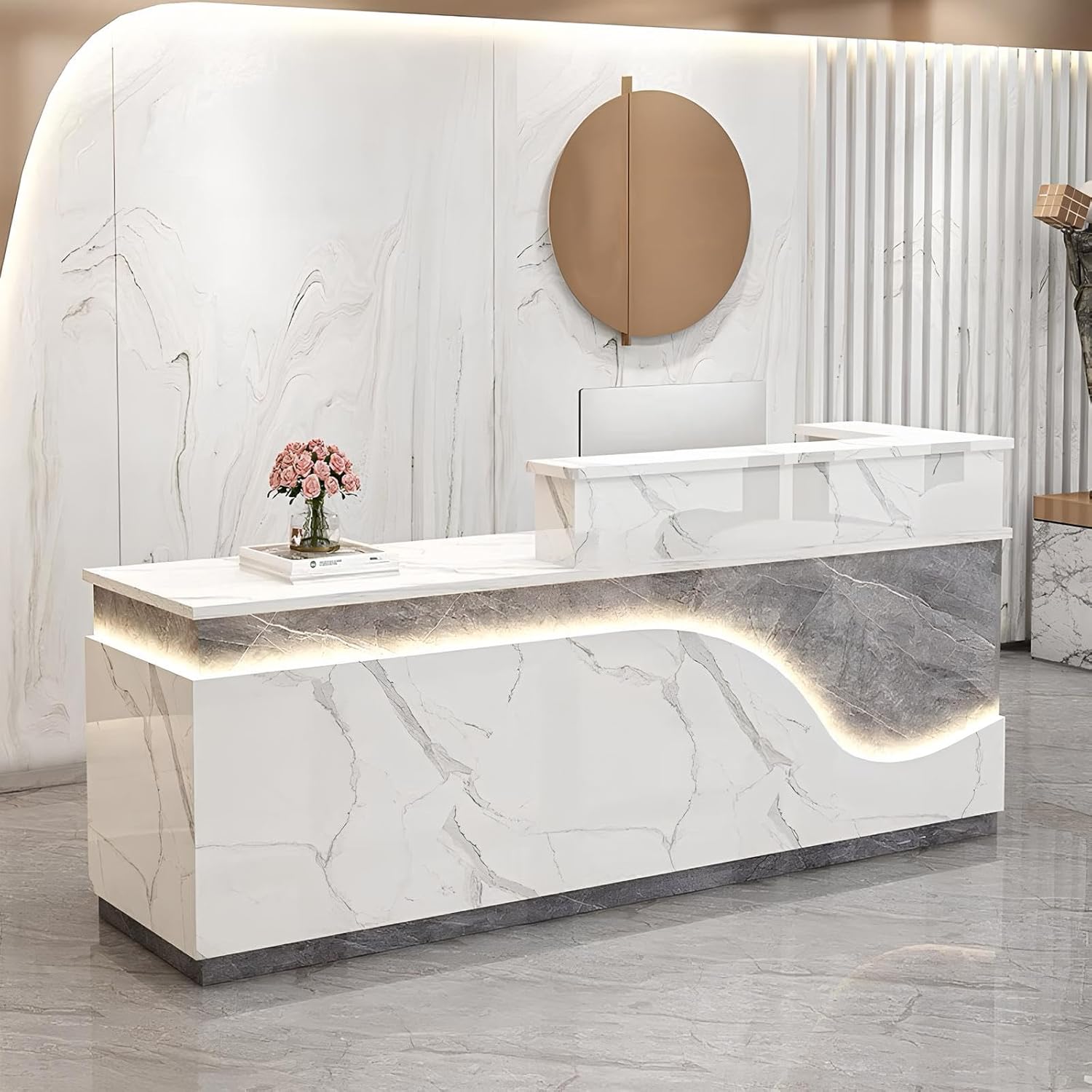 Amazon.com: Office Reception Desk with Counter - Great Space Saver ...