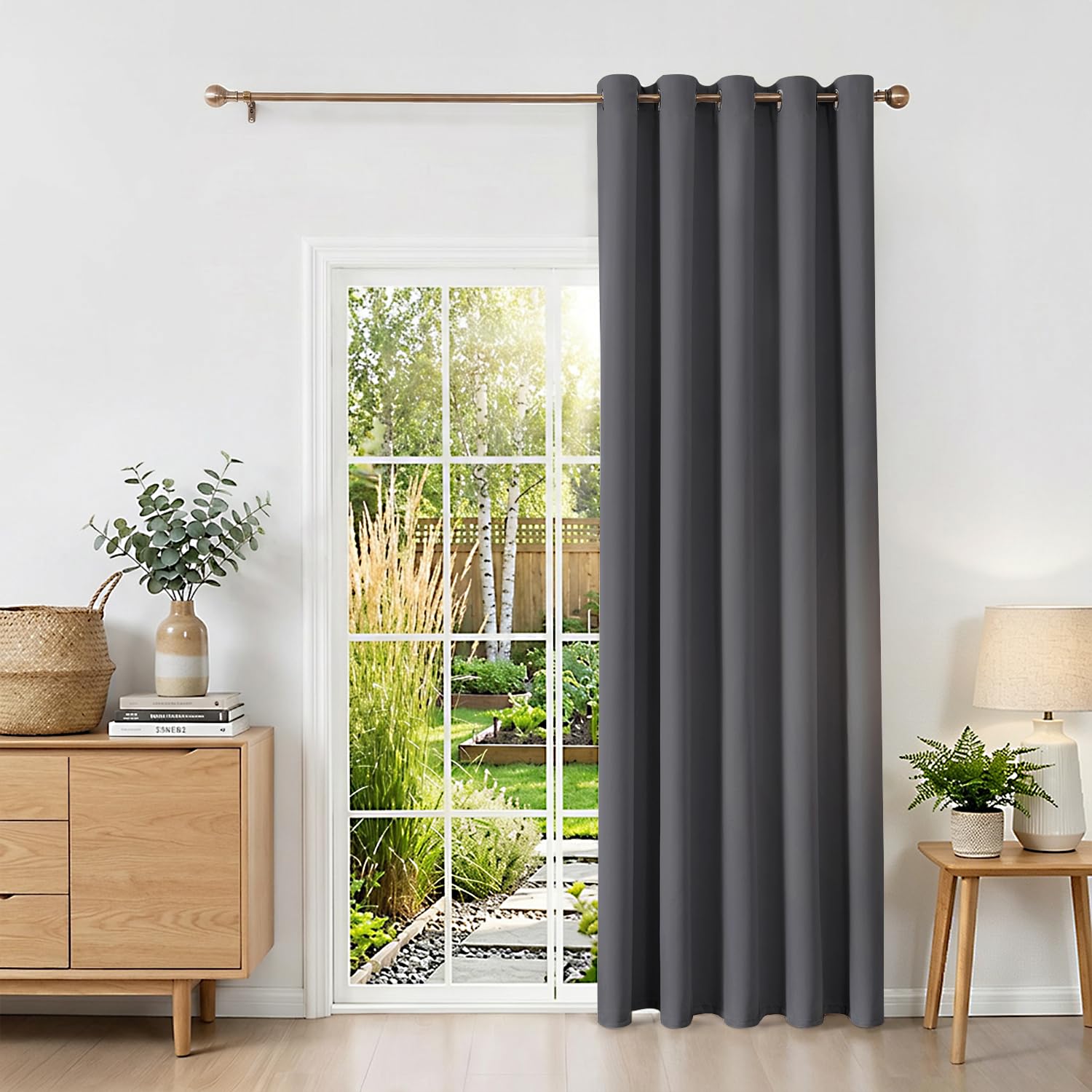 Runyéla Blackout Curtains for Bedroom Eyelet Custom Size Thermal Black Out Curtain for Living Room Kitchen, 1 Panels Dark Gray