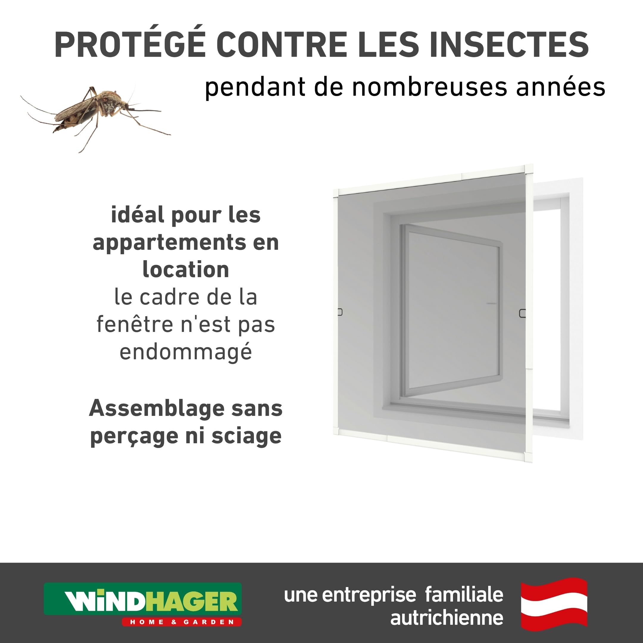 Windhager Moustiquaire pour fenêtre télescopique - 130 x 140 cm - avec Cadre de Serrage - sans perçage - Cadre Stable en Aluminium - Anthracite