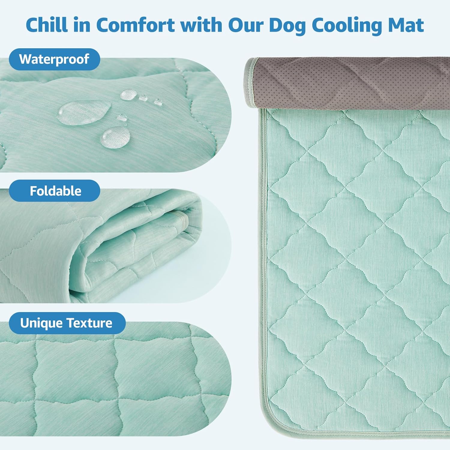 LOOBANI Dog Cooling Mat for Extra Large Dogs - 50" x 38" Dog Cooling Pad for Summer with Anti-Slip Bottom, Washable & Leakproof Cool Mat for Dogs, Cats, Indoor & Outdoor Use, Bed, Couch, and Crate