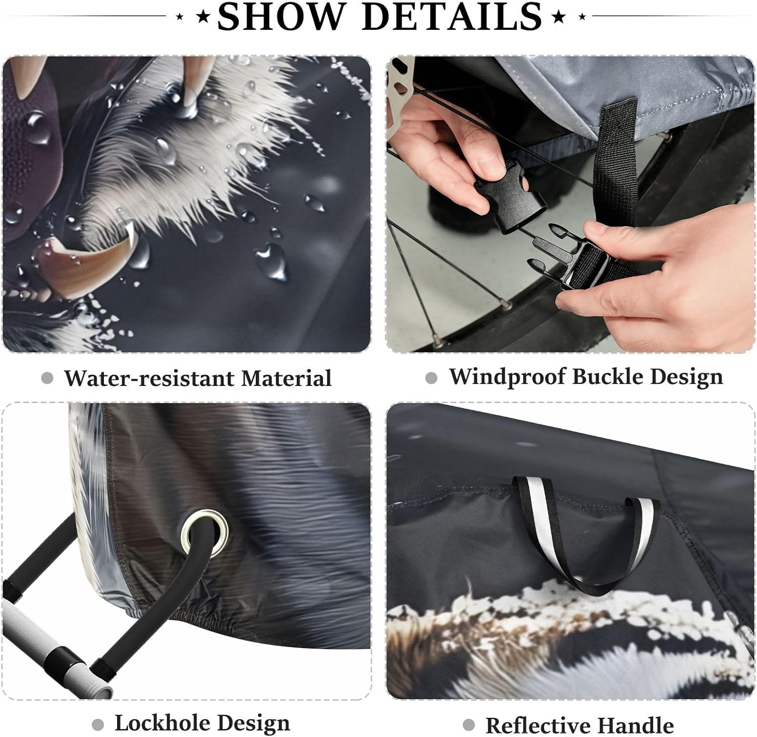 ALAZA Roaring Tiger Bike Cover Waterproof Outdoor Ebike Bicycle Covers Tarp Protection for 1/2 Bikes, Sun UV Dust Wind Proof