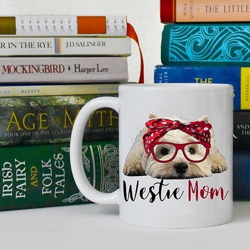 Miniatura 7 de Taza de café divertida blanca de 11 onzas Westie Mom West Highland Terrier, taza de café para amantes de los perros, regalo de cumpleaños único