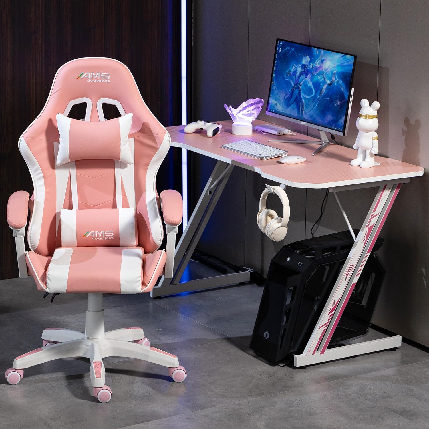 Sedia da Ufficio Ergonomica con Schienale a Rete, Reclinabile 135°, Cuscino Lombare, Nero
