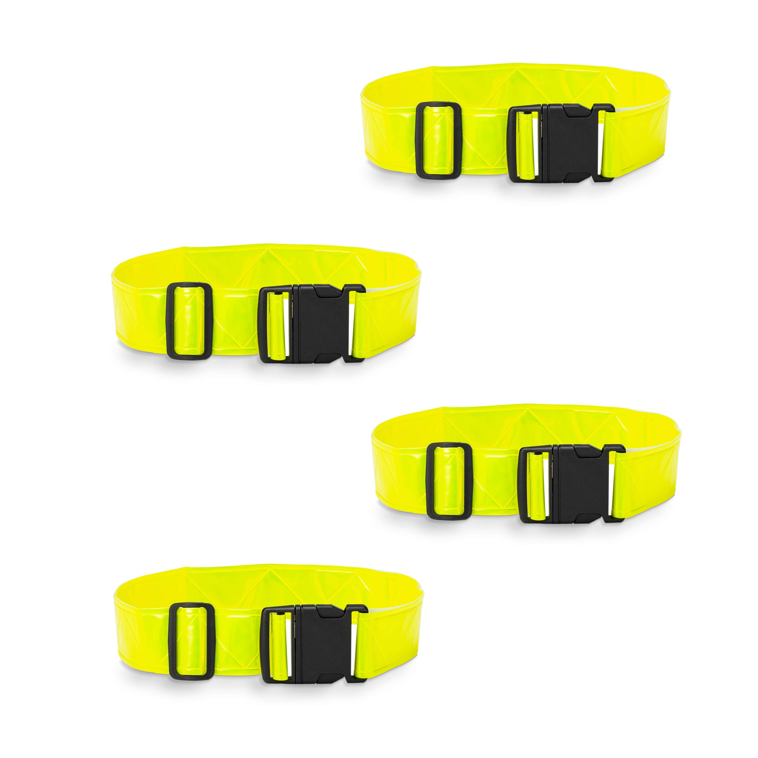 Best2go - Pack de 4 - Cinturón Reflectante de Seguridad para cinturón, cinturón de Seguridad, para Correr, Ciclismo, Caminar, maratón Militar.