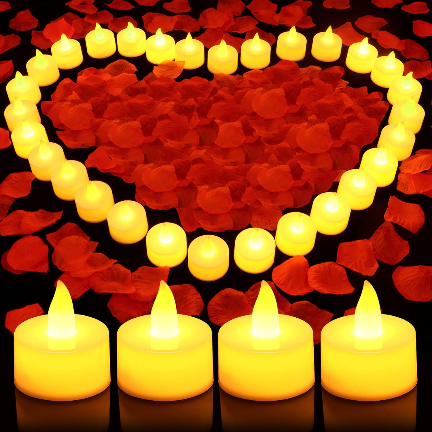 5000pcs Artificial Rose Petals with 96pcs LED Flameless