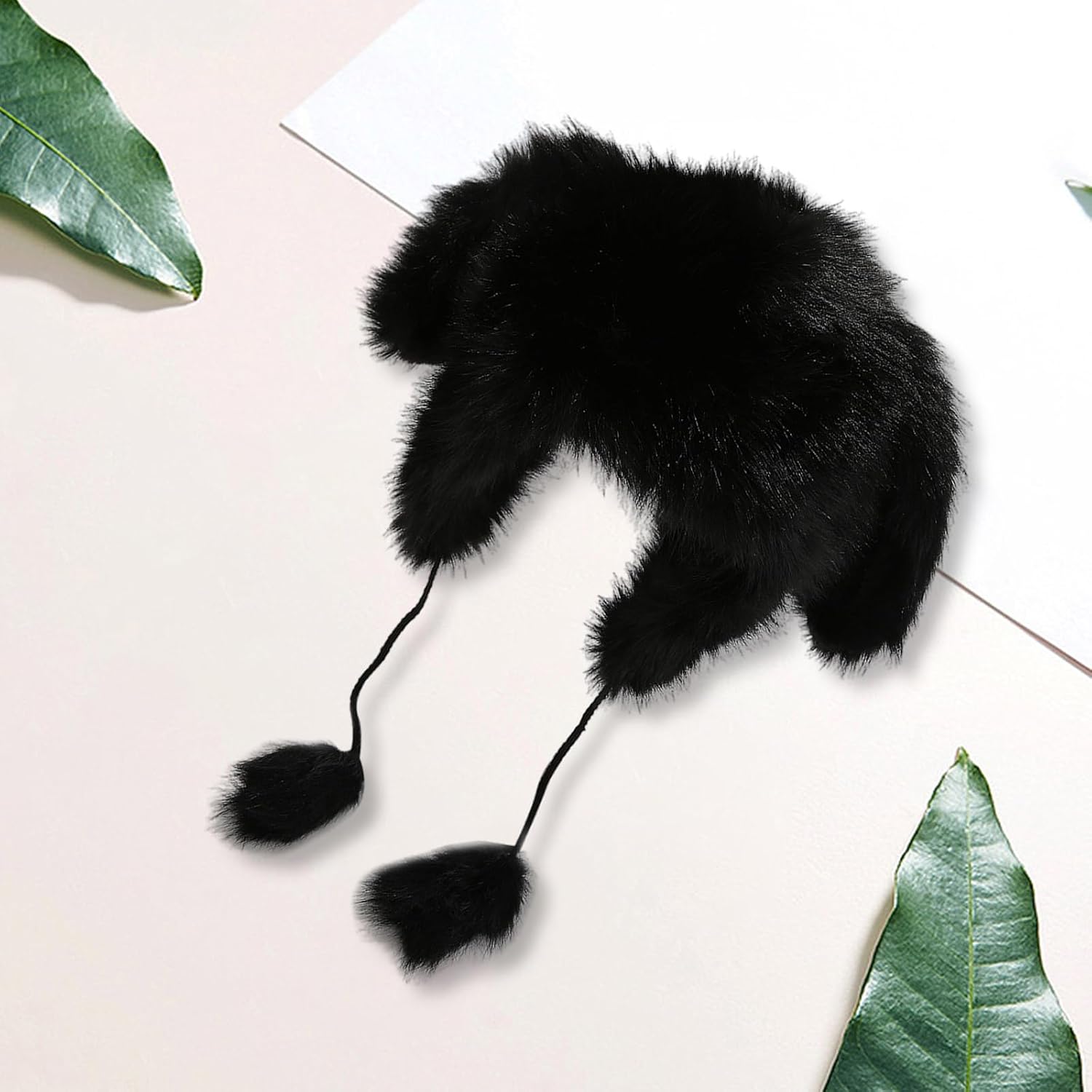 Animal Ear Plush Hat for Adult with Ear Flap Warm Furry Ushanka Hat Lovely Winter Activity Hat Windproof Trapper Hat