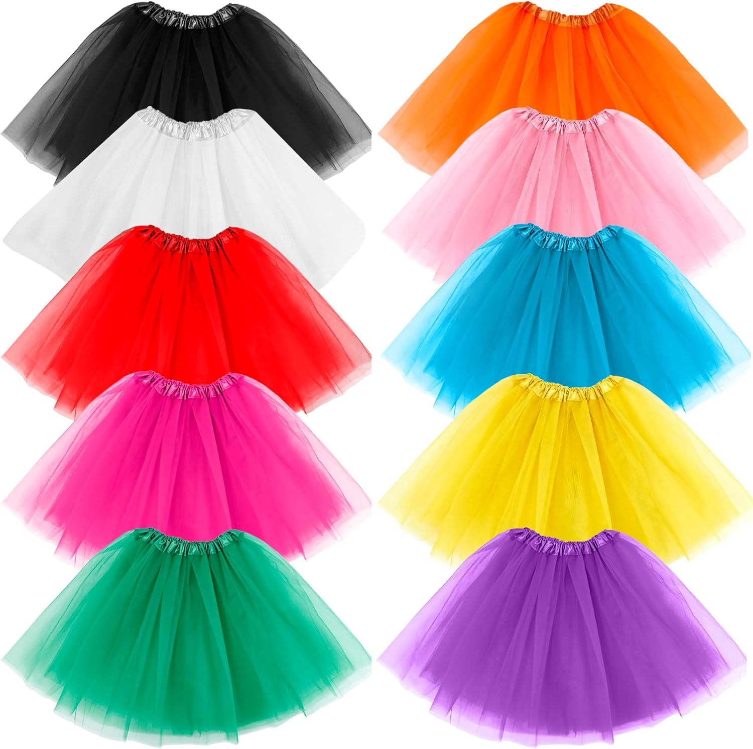 10 Pcs Tulle Tutu Skirt Adult Ballet Women,3 Layer Multicolor Tutu Skirt,Ladies Runners Tutus Dress for Dance