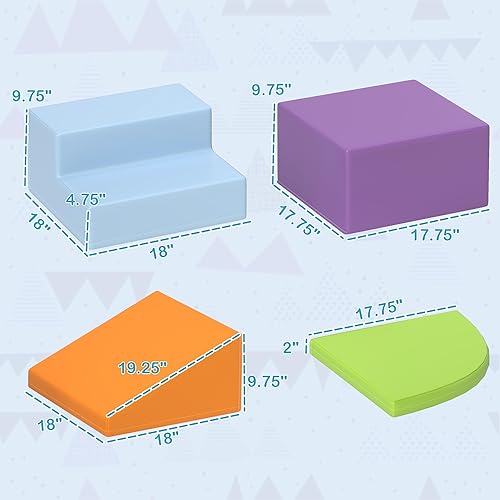 Vista 16 de Qaba Juego de espuma para niños pequeños y niños, fácil de limpiar, 4 piezas, suave escalador interior y seguro para niños para gatear o deslizarse