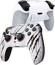 eXtremeRate Luna Redesigned Wild Attack Front Shell Touchpad Compatible with ps5 Controller BDM-010 BDM-020 BDM-030, White Rubberized Grip 4 Back Buttons RISE4 Remap Kit for PS5 Controller BDM-030