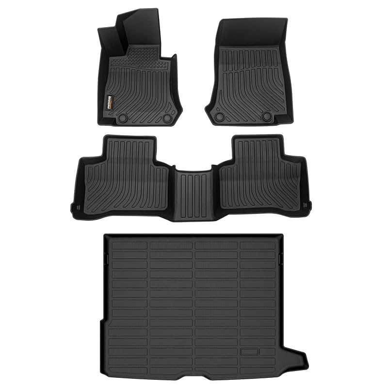 Kit de Tapetes Automotivos e Revestimento para Porta-Malas Binmotor em TPE para Mercedes-Benz GLC 250, GLC 300 e GLC 350e 2016–2022, Preto, 4 peças