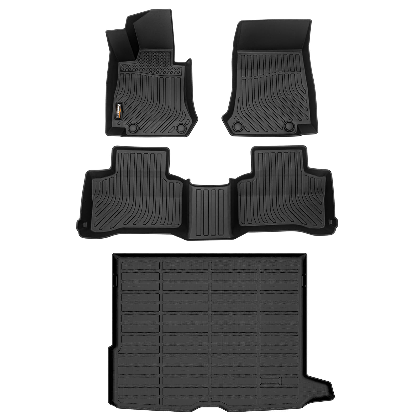 Binmotor-Floor Mats & Cargo Liner for 2016-2022 Mercedes Benz GLC 250 / GLC 300 / GLC 350e (Not Coupe), TPE All Weather Car Mats Trunk Mat Liners Accessories-Black