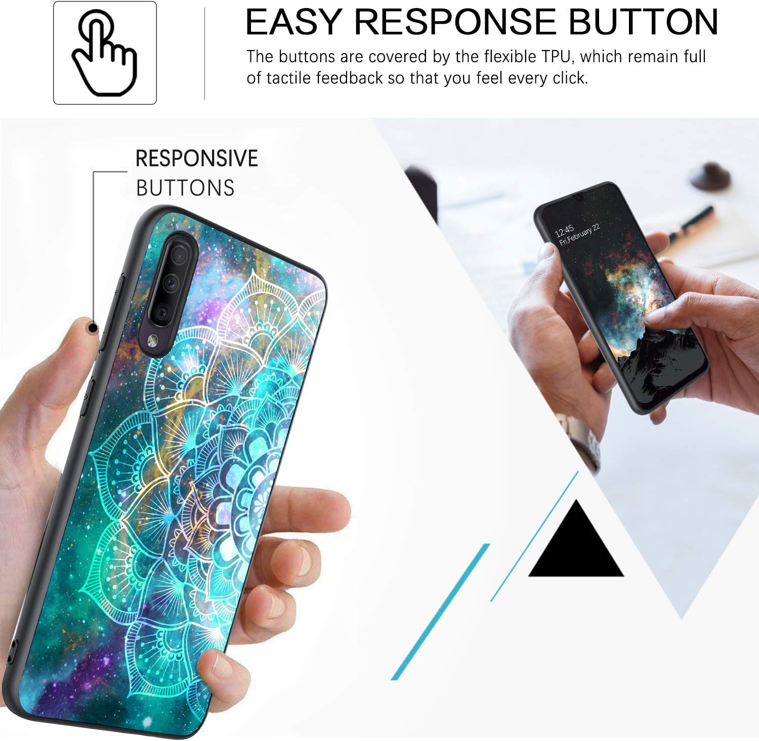 BENTOBEN Case for Samsung Galaxy A50 / A50s / A30s Case (2019), Slim Fit Glow in The Dark Soft Flexible Bumper Protective Shockproof Anti Scratch Cases Cover for Samsung Galaxy A50, Mandala in Galaxy