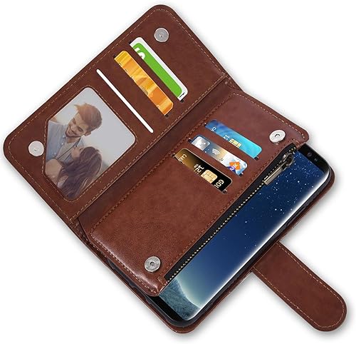 Miniatura 5 de Asuwish Funda de teléfono para Samsung Galaxy S8 con protector de pantalla de vidrio templado y soporte de tarjeta de crédito con tapa de flores de