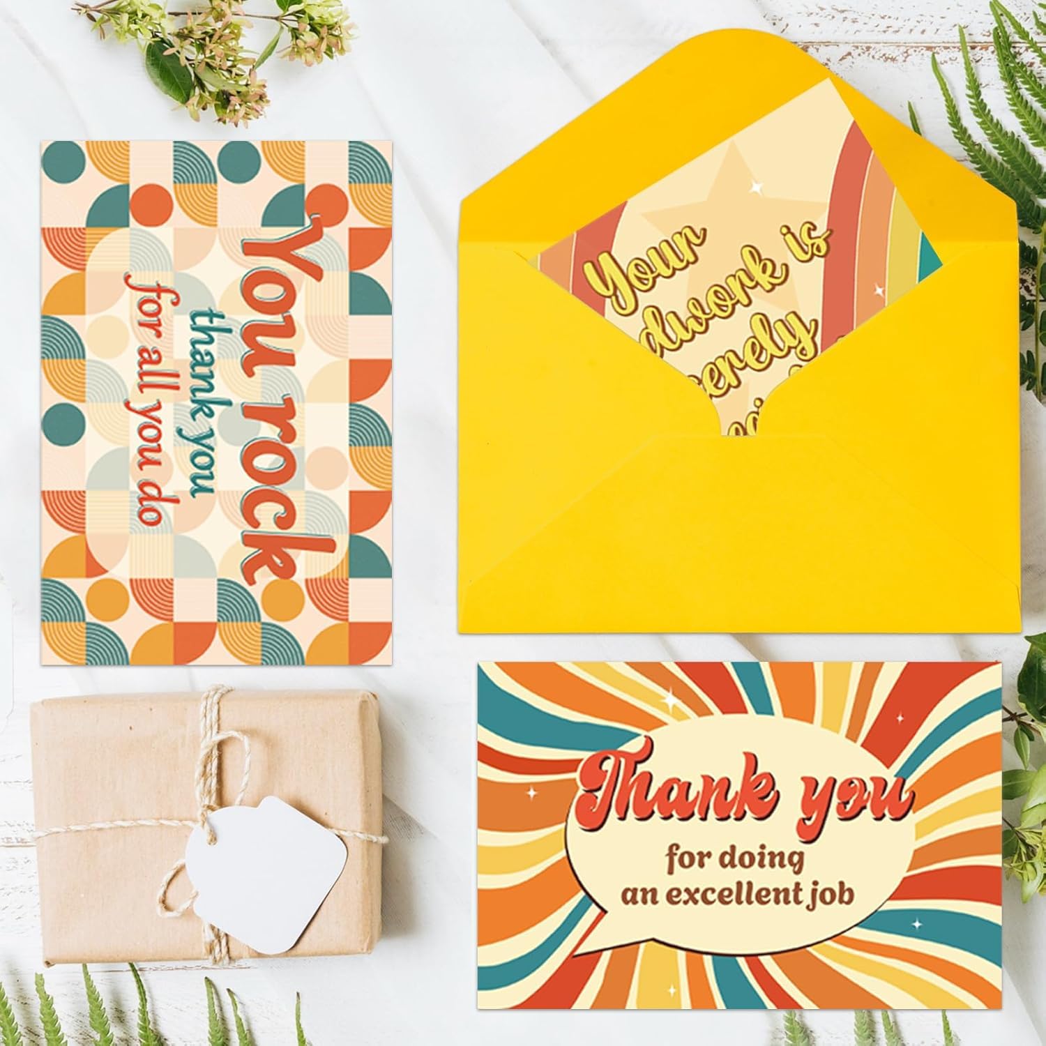 Paquete de 96 tarjetas de agradecimiento para empleados con sobres y calcomanías de 4 x 6 pulgadas, tarjetas de agradecimiento para el personal, regalos de agradecimiento para compañeros de trabajo