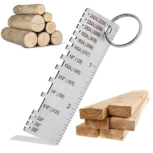 2 hojas de metal de acero inoxidable, calibre de espesor de soldadura, herramienta de medición de calibre de alambre, calibre de grosor de alambre y