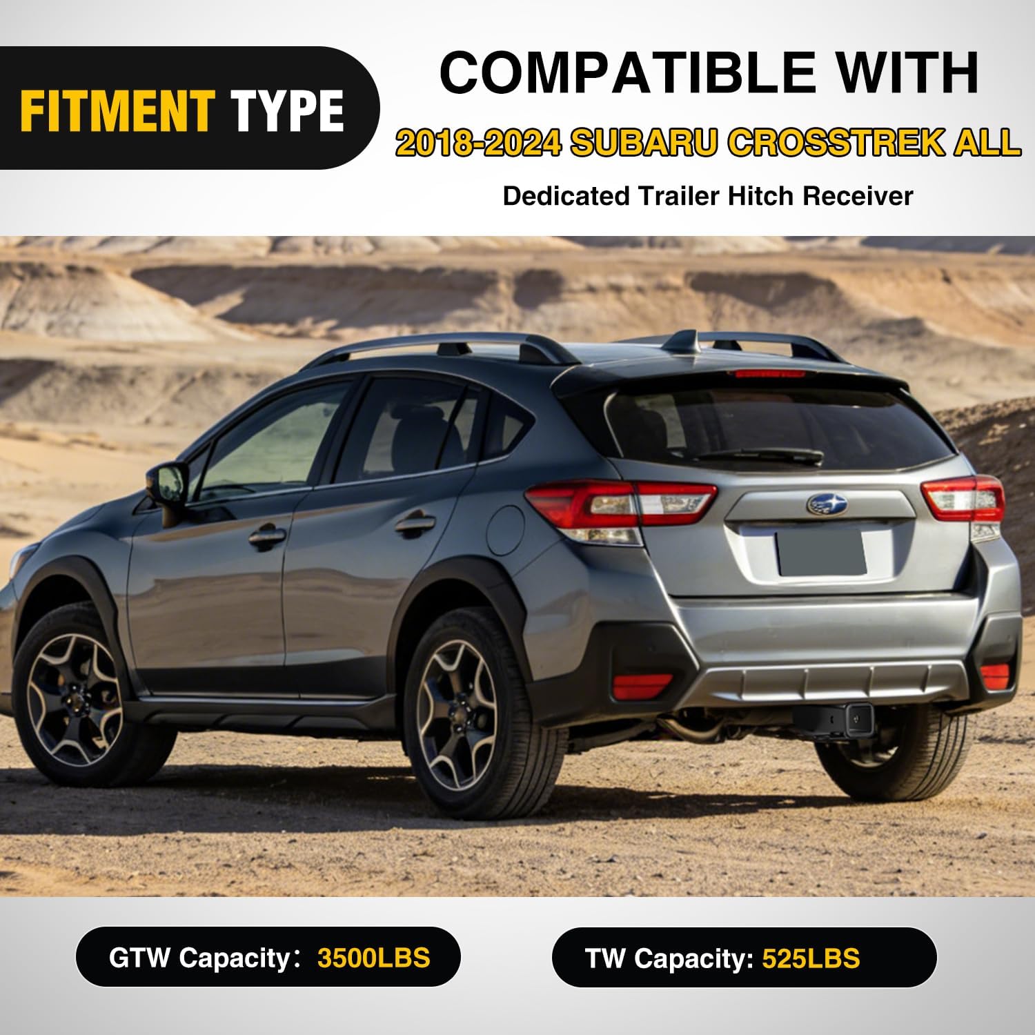 Nilight Class 3 Trailer Hitch 2 Inch Receiver Tow Hitch Compatible with 2018 2019 2020 2021 2022 2023 2024 Subaru Crosstrek All Black Powder Coated