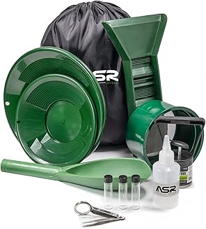 ASR Outdoor Lightweight Backpack Gold Panning Kit with Mini Rubber Sluice Box, 14pc