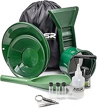 ASR Outdoor Lightweight Backpack Gold Panning Kit with Mini Rubber Sluice Box, 14pc