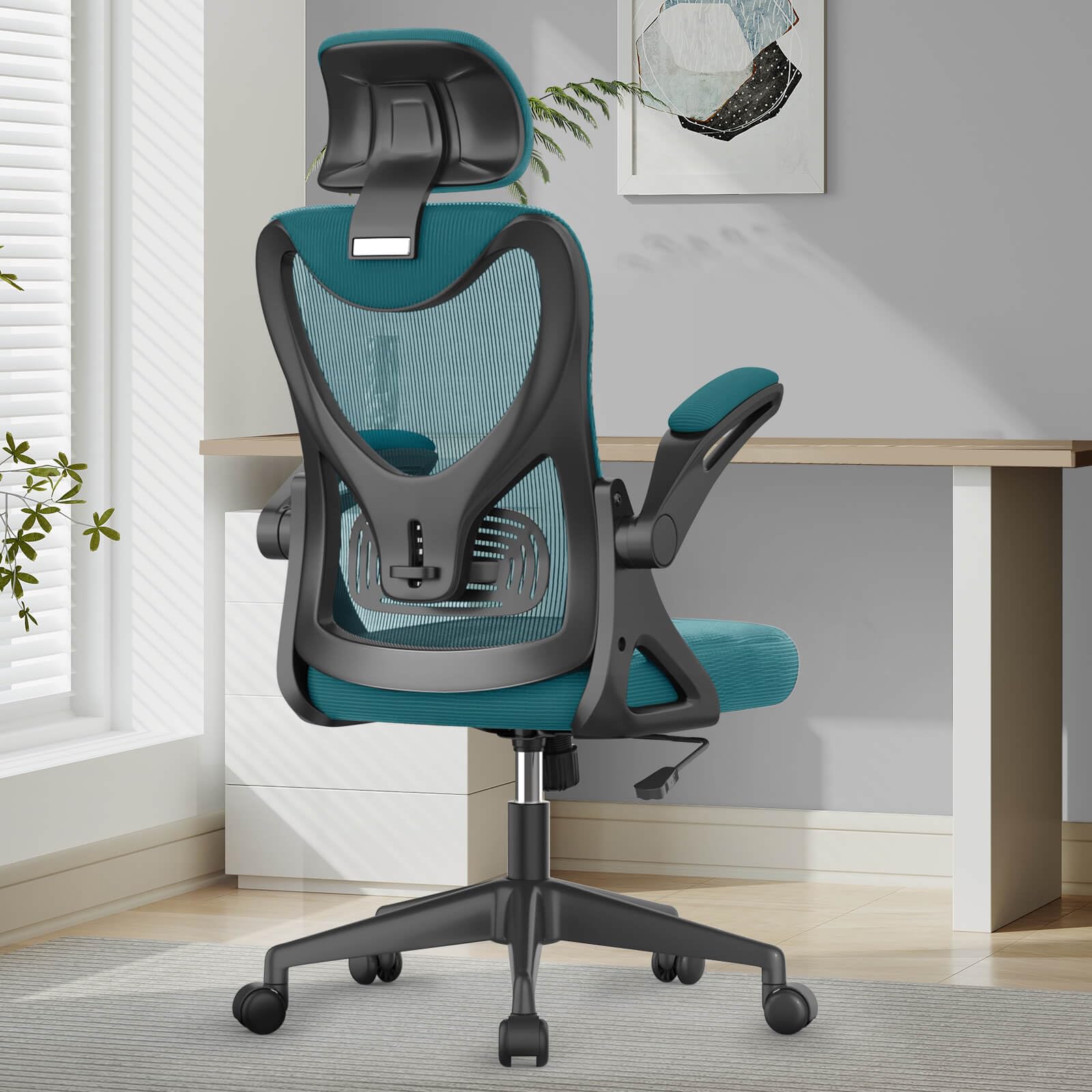 Office Chair - Ergonomic Desk Chair with Lumbar Support Headrest Adjustable, Padded Flip-up Armrests Comfy Seat Cushion High Back Executive Manager Chair For Home Office — image 1