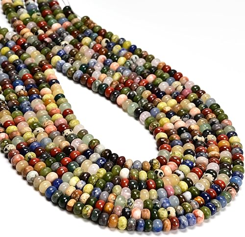 Vista 32 de ICAI Beads 5x8mm Cuentas Espaciadoras Rondelle Naturales Sueltas para Hacer Joyas Manualidades DIY Diseño 1 Hebra 15" APPR (Jade Blanco)