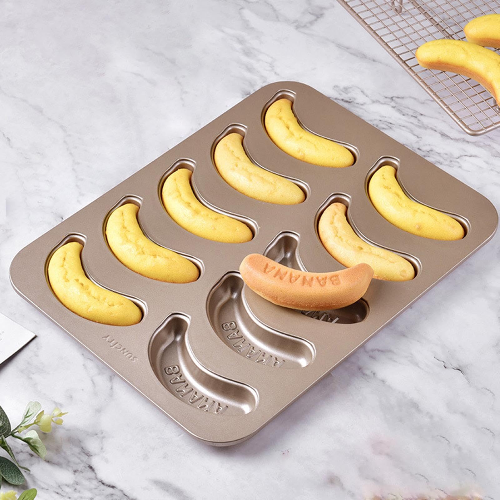 Molde para hornear (10 unidades, 10 unidades, diseño de plátano | para galletas, pudín, bread & Treats)