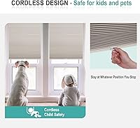 Vista 4 de Changshade Persianas Celulares Opacas, Persianas de Panal para Ventanas sin Cordón con Rieles de Aleación de Aluminio, Tela de Color Combinado