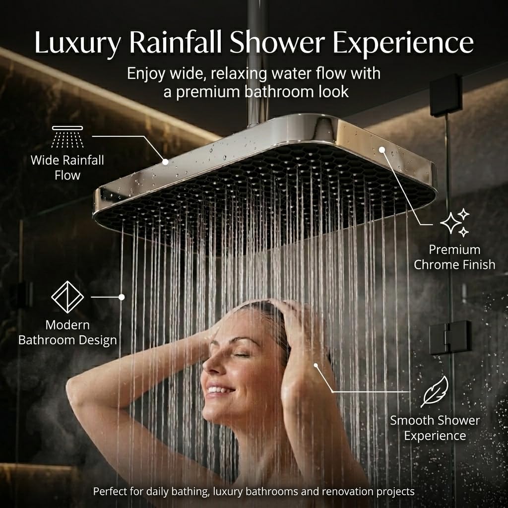 Backline Rainfall Shower Head - Wide Spray, Chrome -2 Backline Rainfall Shower Head - Wide Spray, Chrome -2