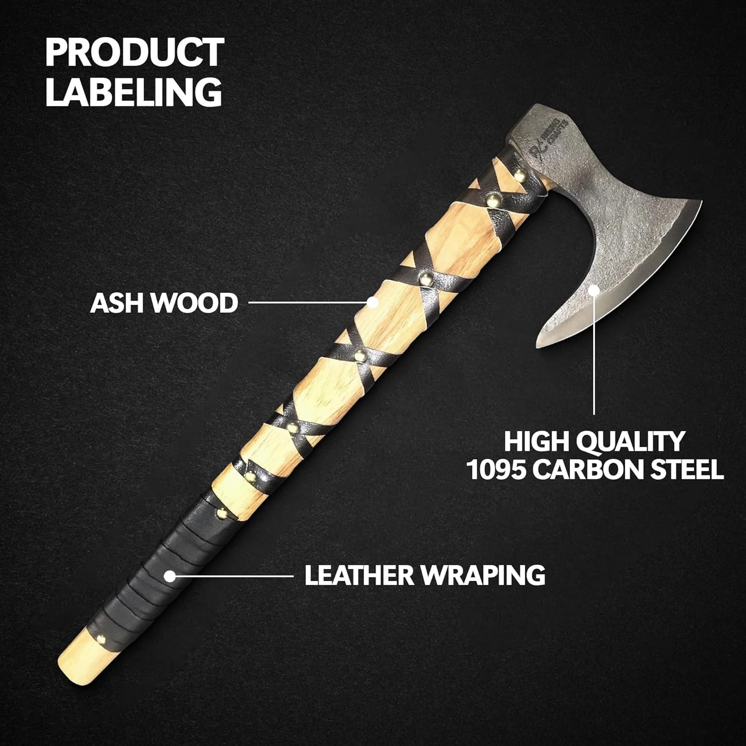 Amazon.com : Carbon Steel Viking Axe, Hatchet with Leather Sheath