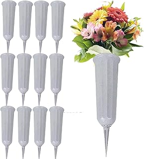 Cemetery Vases for Grave Flower Holder for Cemetery Vases with Spikes Cemetary Vase Grave Flower Holder Plastic Vase for Cemetery Flowers 12 Pack