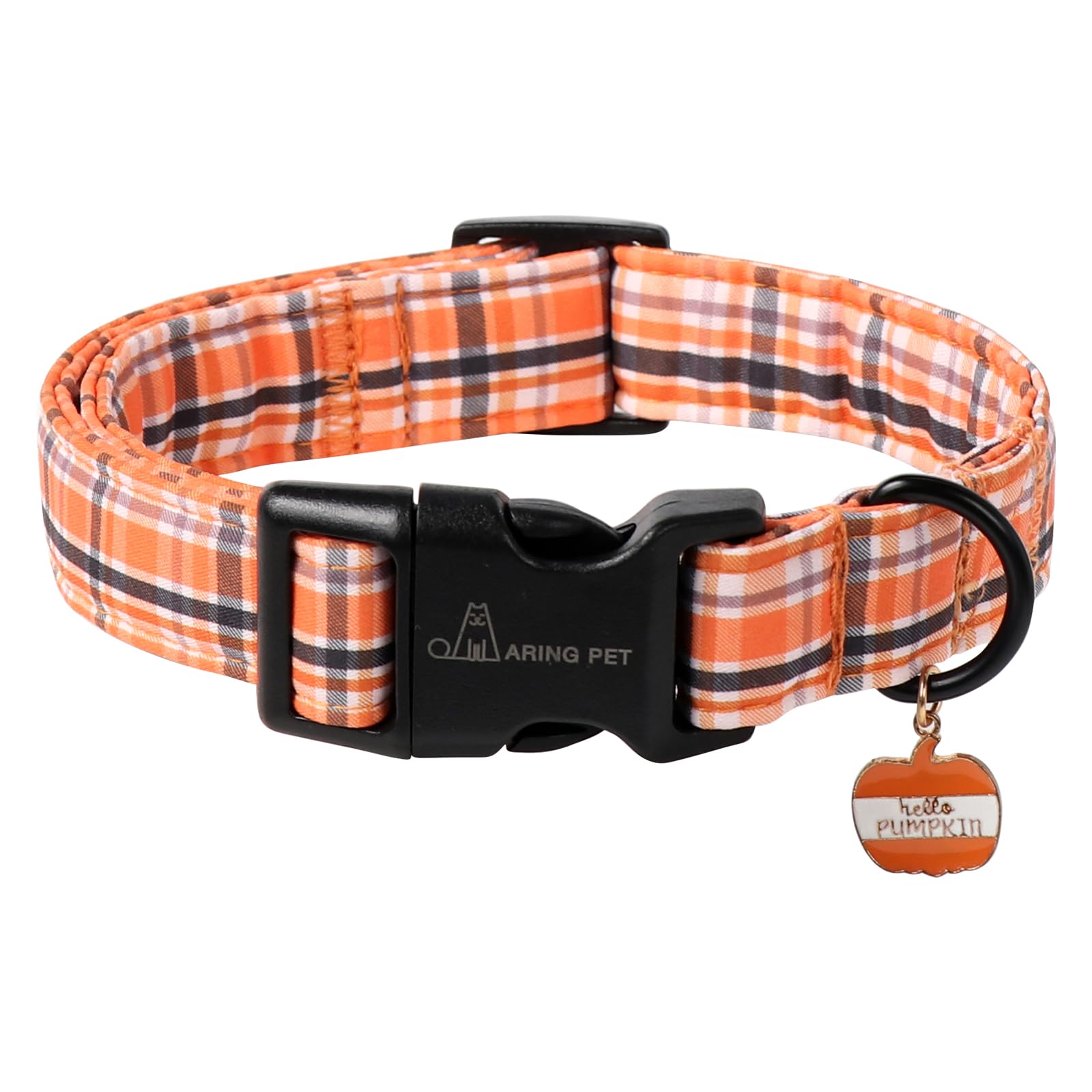 ARING PET Fall Dog Collar, Cute Autumn Pumpkin Orange Black White Plaid Pet Collars for Puppy Small Medium Large Girl Boy Dogs-S — image 1