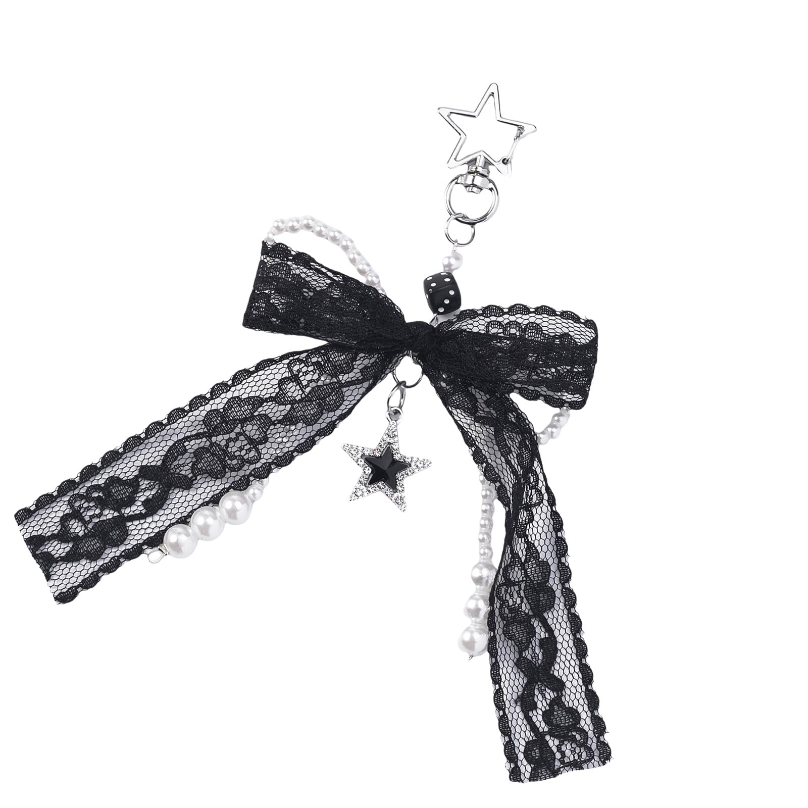Kalttoy Black Pearls Bows Keychain Bag Charms Car Keyrings Bag Charms Accessories For Purse Backpack Decorations Valentines Day Gifts Pendant Charm
