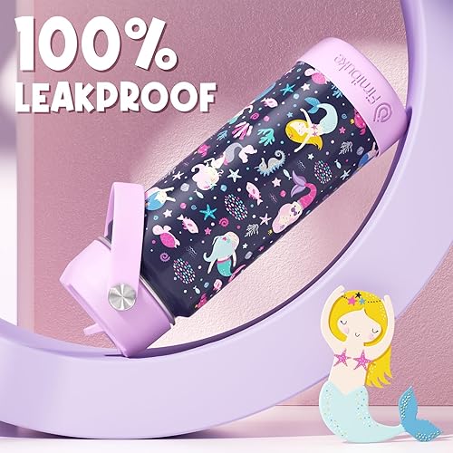 Miniatura 4 de Fimibuke Botella de Agua Aislada para Niños, 18oz SIN BPA Acero Inoxidable 188 Vaso para Niños con Pajita Vaso de Viaje de Doble Pared al Vacío a