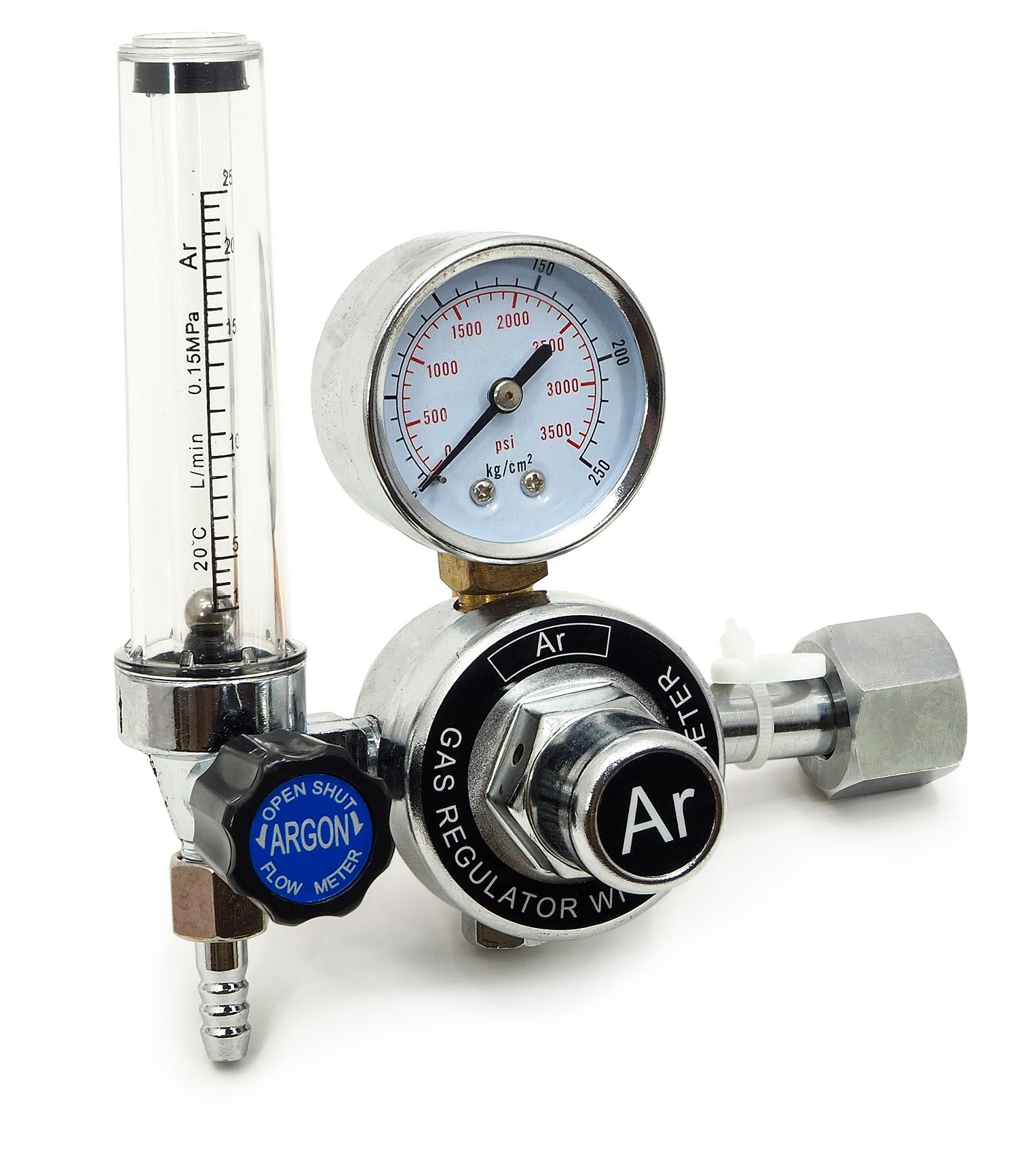 Argon Gasflasche 5.0 8L 200 Bar mit ZR-67 Druckminderer Ar/CO2 und Rotameter - Hochreines Schweißgas mit Präzisionsregler für stabile Nähte