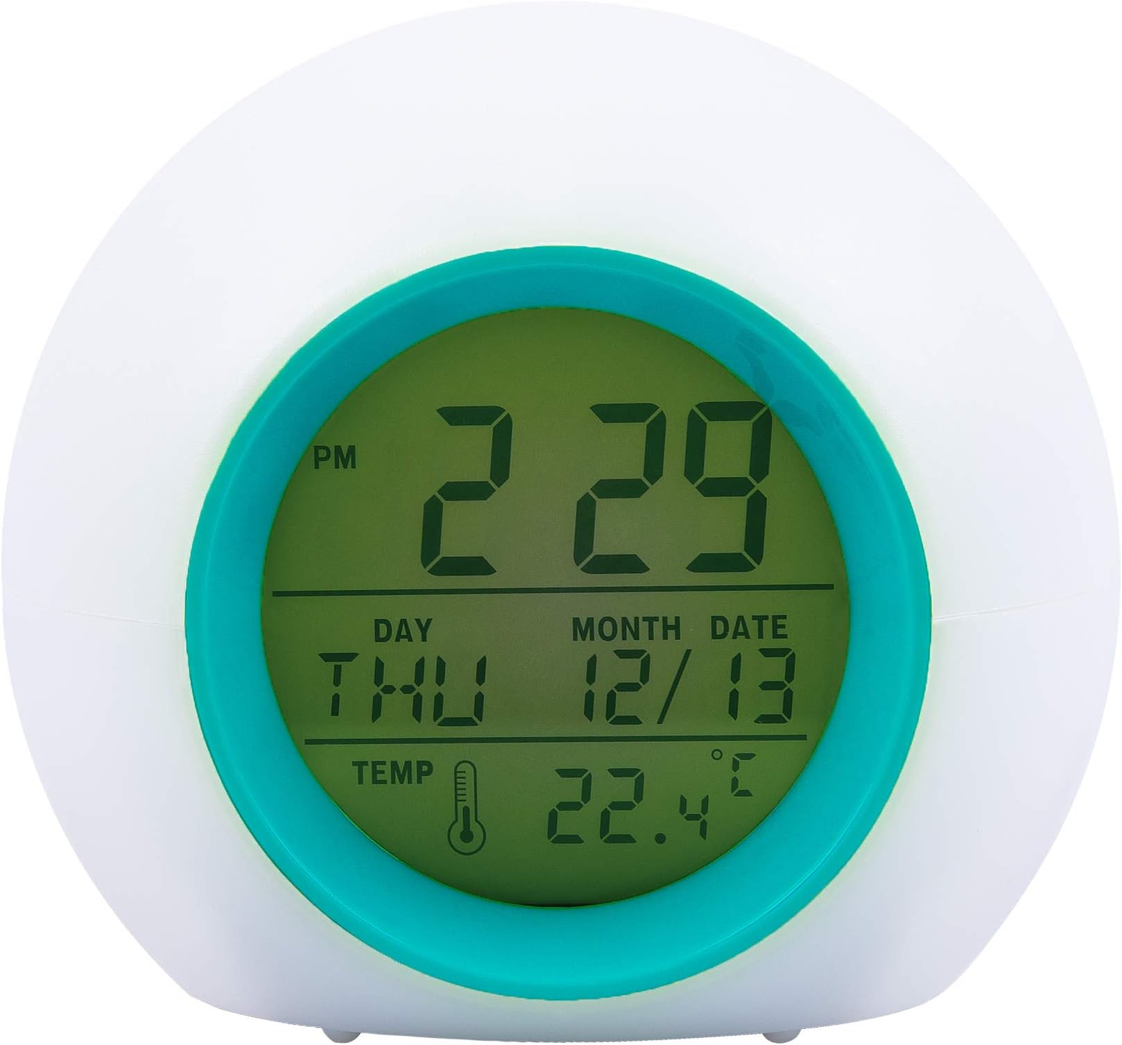 cindick Kids Alarm Clock, Wake Up Light Alarm Clock with 6 Natural Sounds 7 Auto Switch Colors for Kids Adults (Blue)
