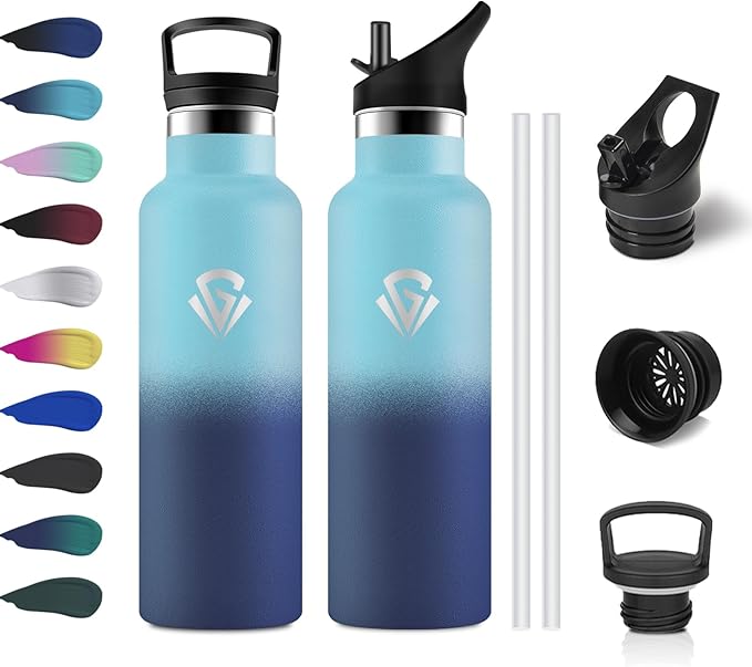 Botella Agua 500ml, Botella Termica Acero Inoxidable, Botella Agua sin BPA, Botella Gym con Doble Pared, Cantimplora Reutilizable para Niños y Adultos, Deporte, Escuela, Oficina, Senderismo y Viajes
